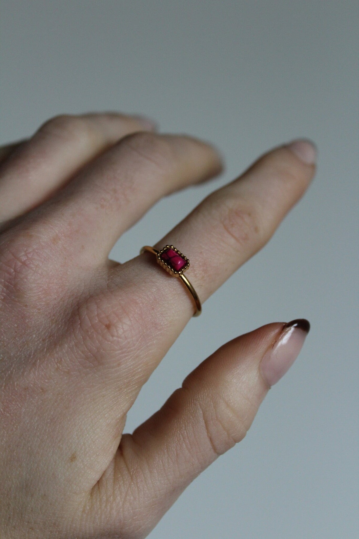 Karma - Ring -  Natural Stone - Stainless Steel - Adjustable