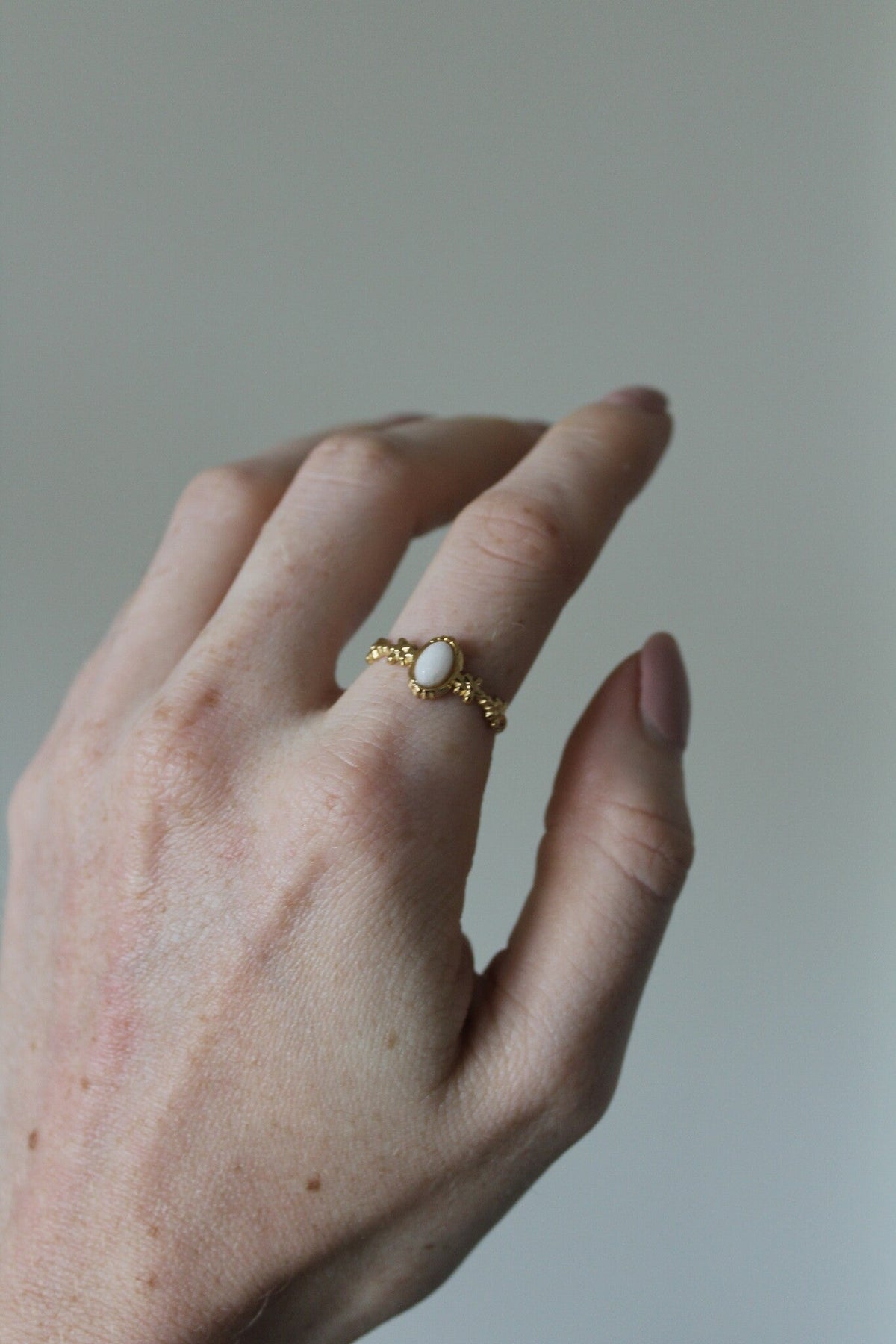 Lisa - Ring - Natural Stone - Stainless Steel - Adjustable