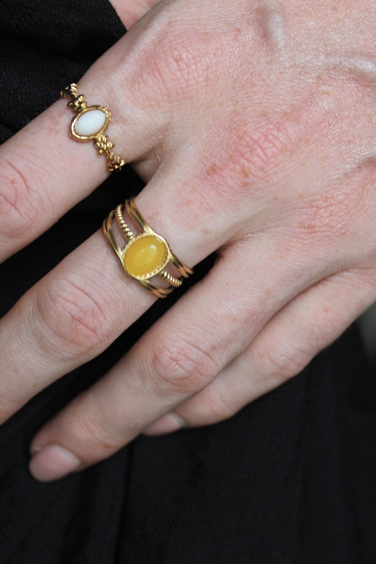 Lisa - Ring - Natural Stone - Stainless Steel - Adjustable