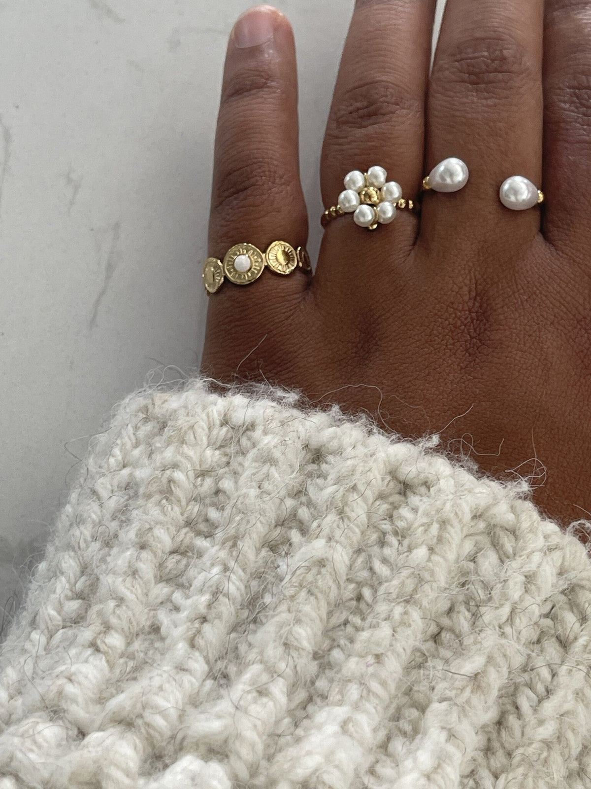 Mariana - Ring - Natural Stone - Stainless Steel - Adjustable