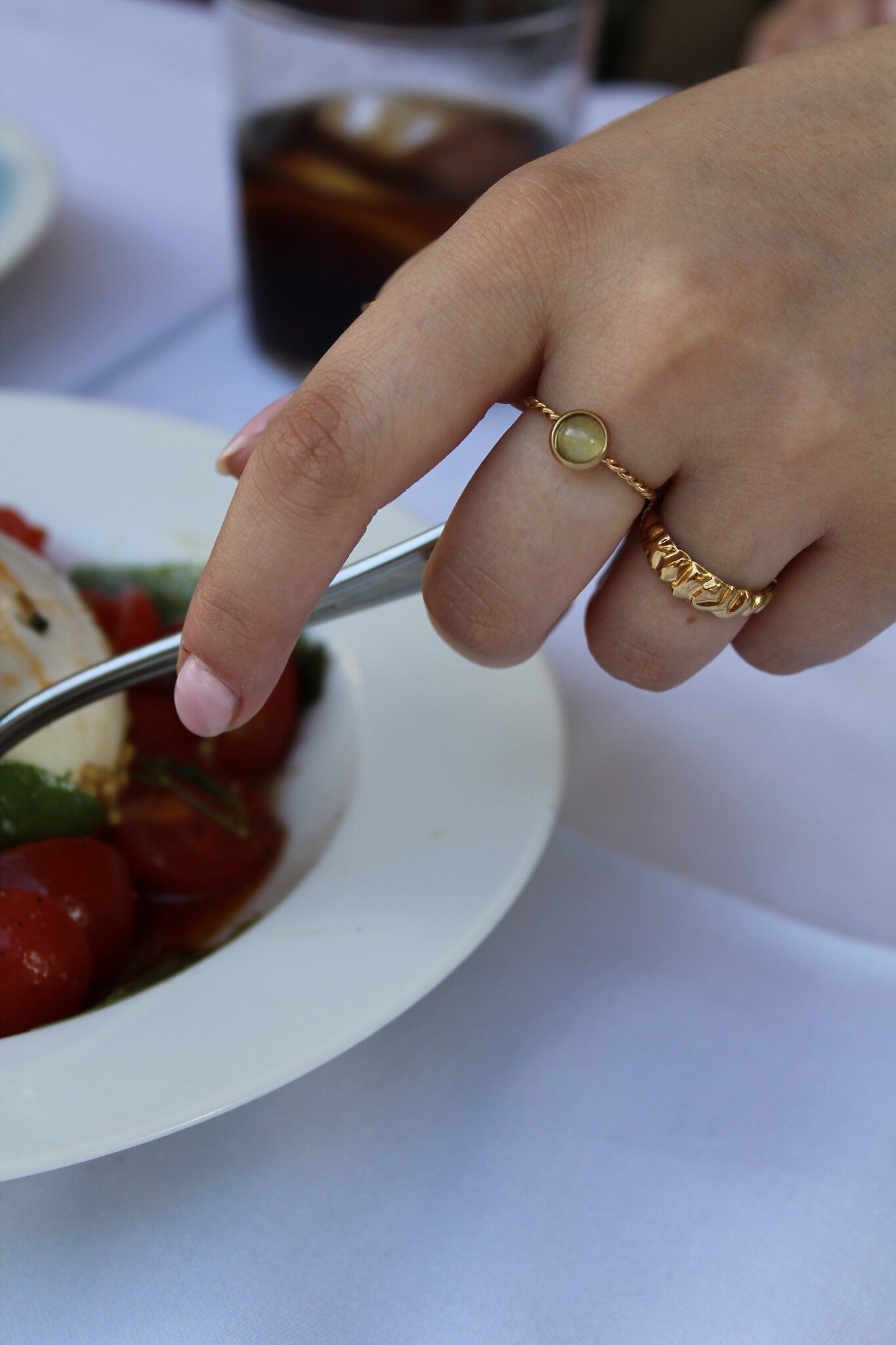 Alisa- Ring - Stainless Steel - Natural stone - Adjustable
