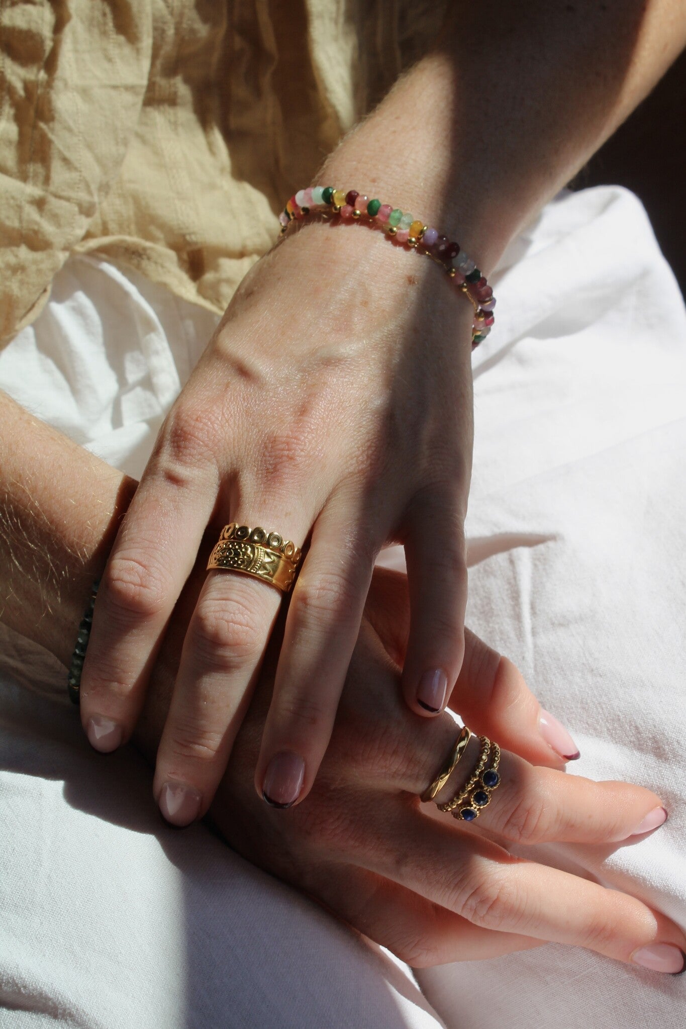 Demi - Ring - Natural Stone - Stainless Steel - Adjustable