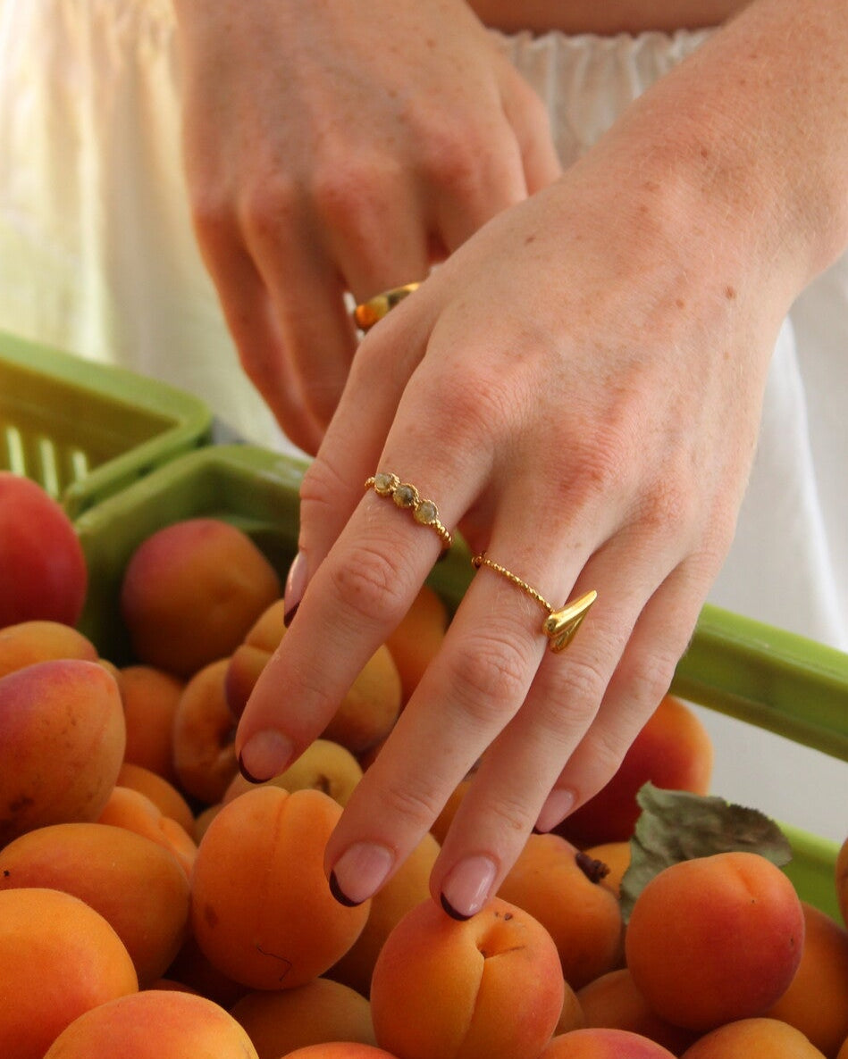 Demi - Ring - Natural Stone - Stainless Steel - Adjustable