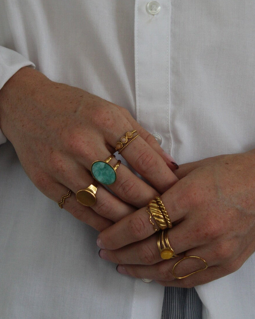 Demi - Ring - Natural Stone - Stainless Steel - Adjustable