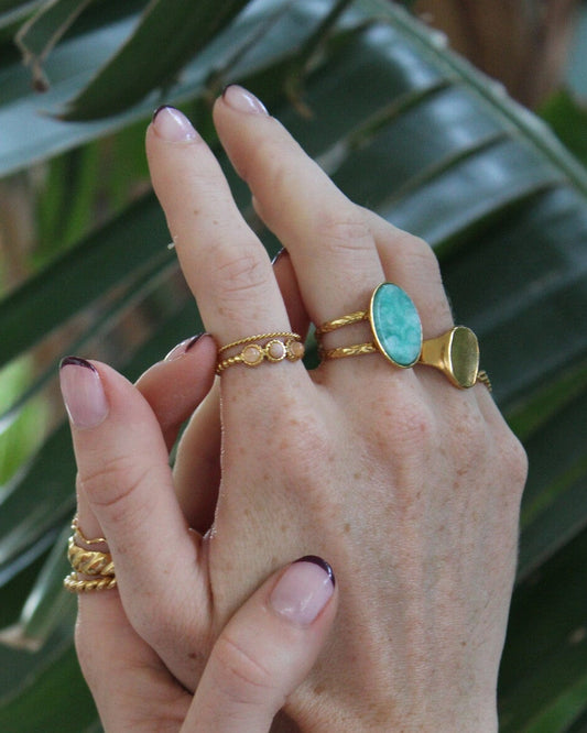Demi - Ring - Natural Stone - Stainless Steel - Adjustable