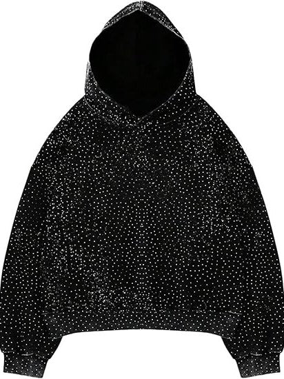 Women's Glitter Long Sleeve Hoodie in Black