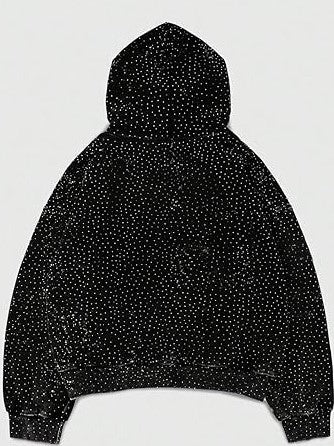 Women's Glitter Long Sleeve Hoodie rhinestone detail