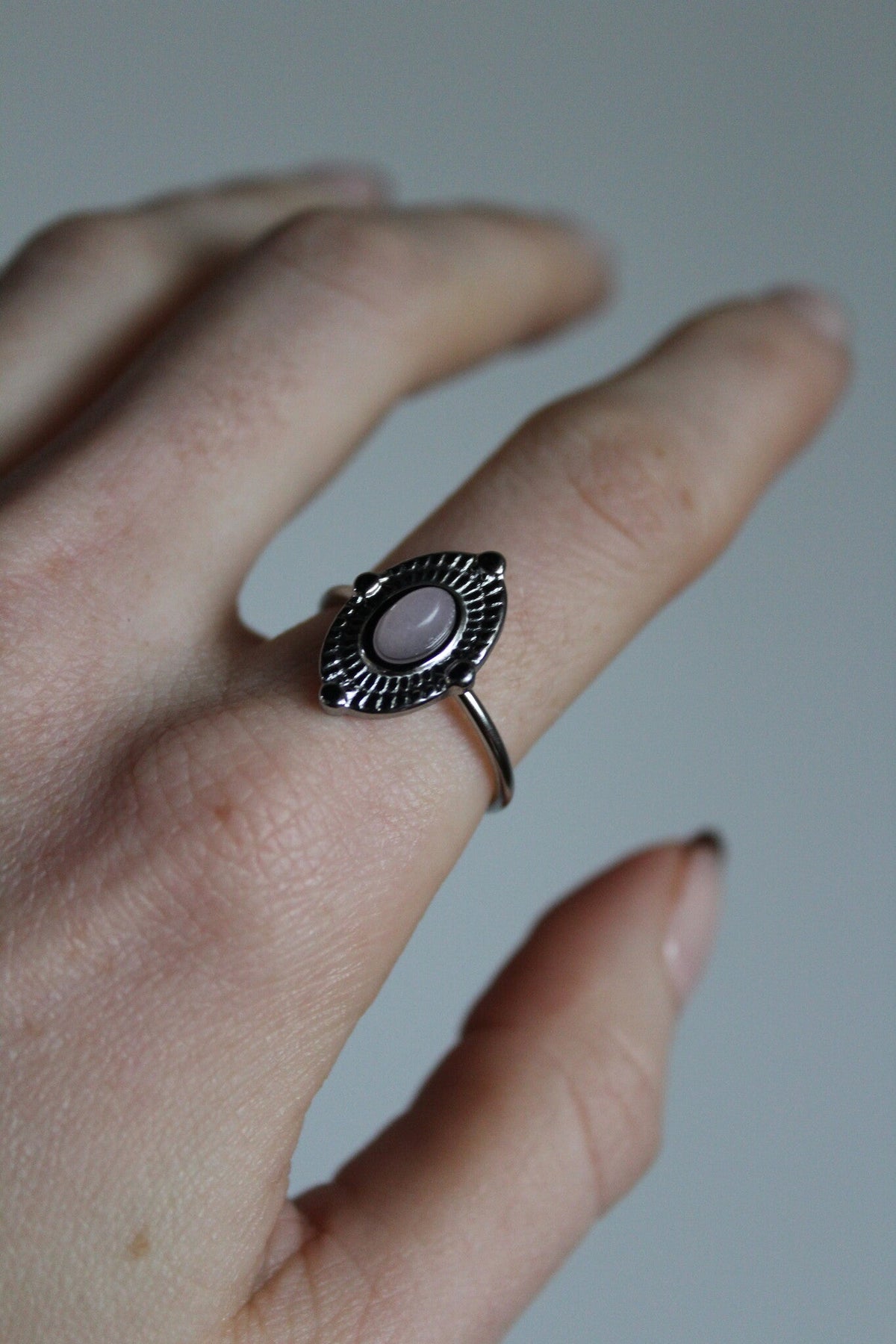 Livia - Ring - Natural Stone - Stainless Steel - Adjustable