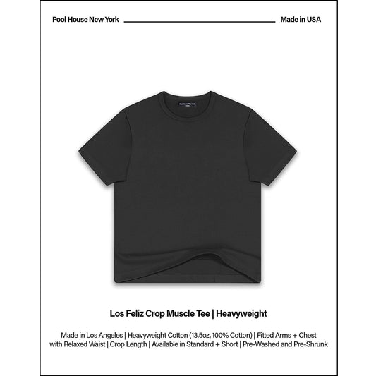 Los Feliz Crop Muscle Tee II | Heavyweight | 13.5oz - Ash Black (Vintage)