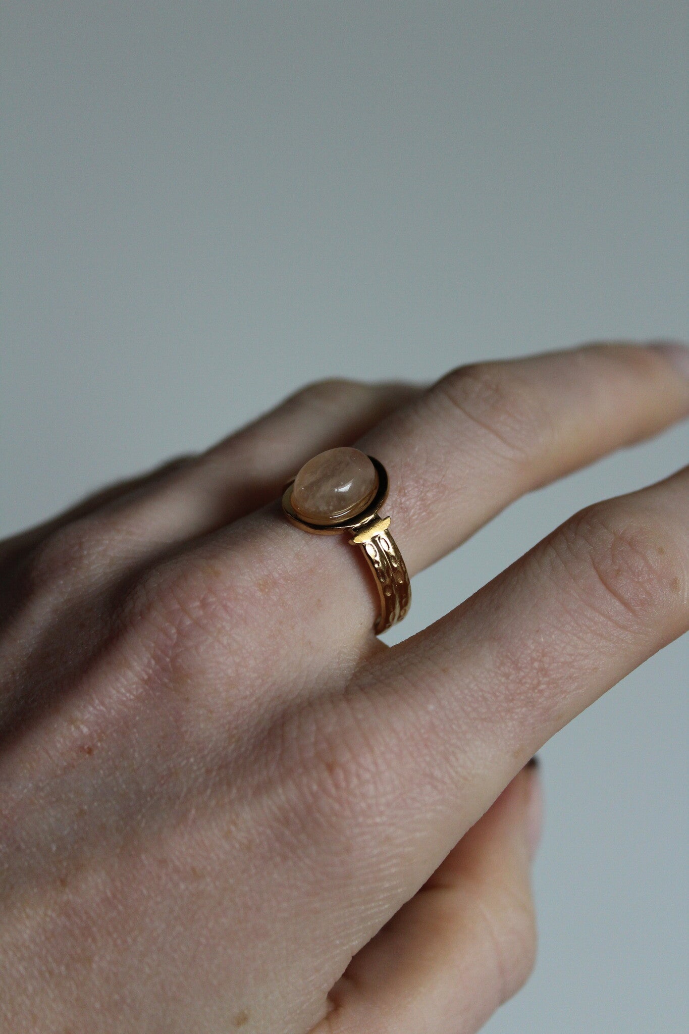 Megane - Ring - Natural Stone - Stainless Steel - Adjustable