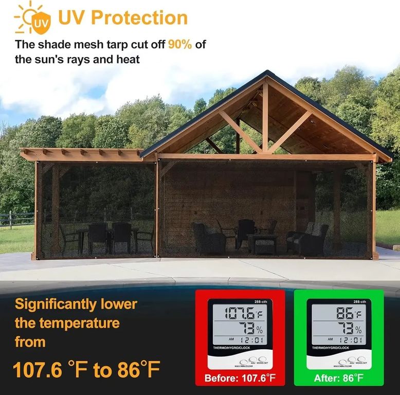 Stay Cool Anywhere 🌞 90% UV Block Shade Cloth – Heavy-Duty Mesh Sun Shade with Grommets for Patio, Garden, Camping & Pergola