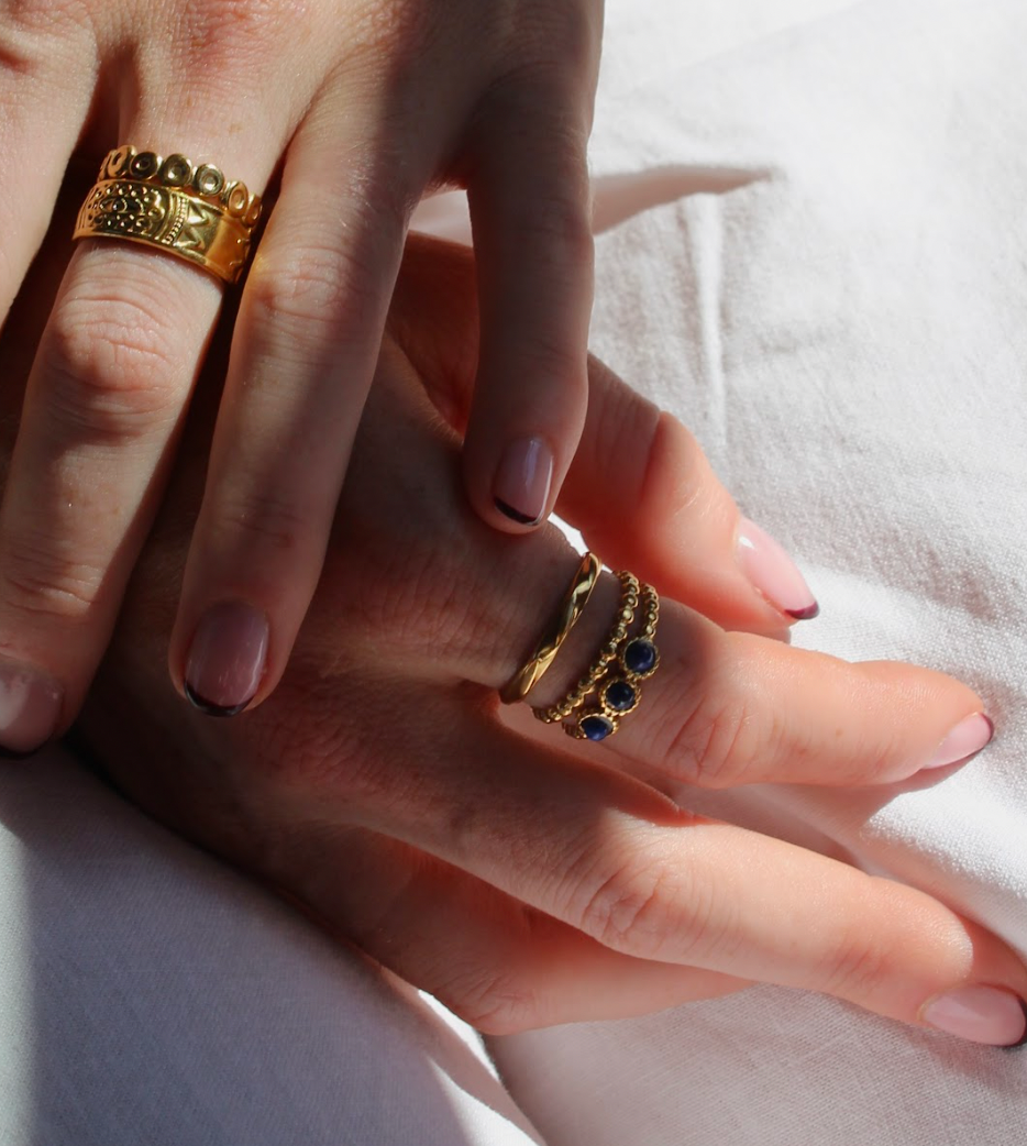 Demi - Ring - Natural Stone - Stainless Steel - Adjustable