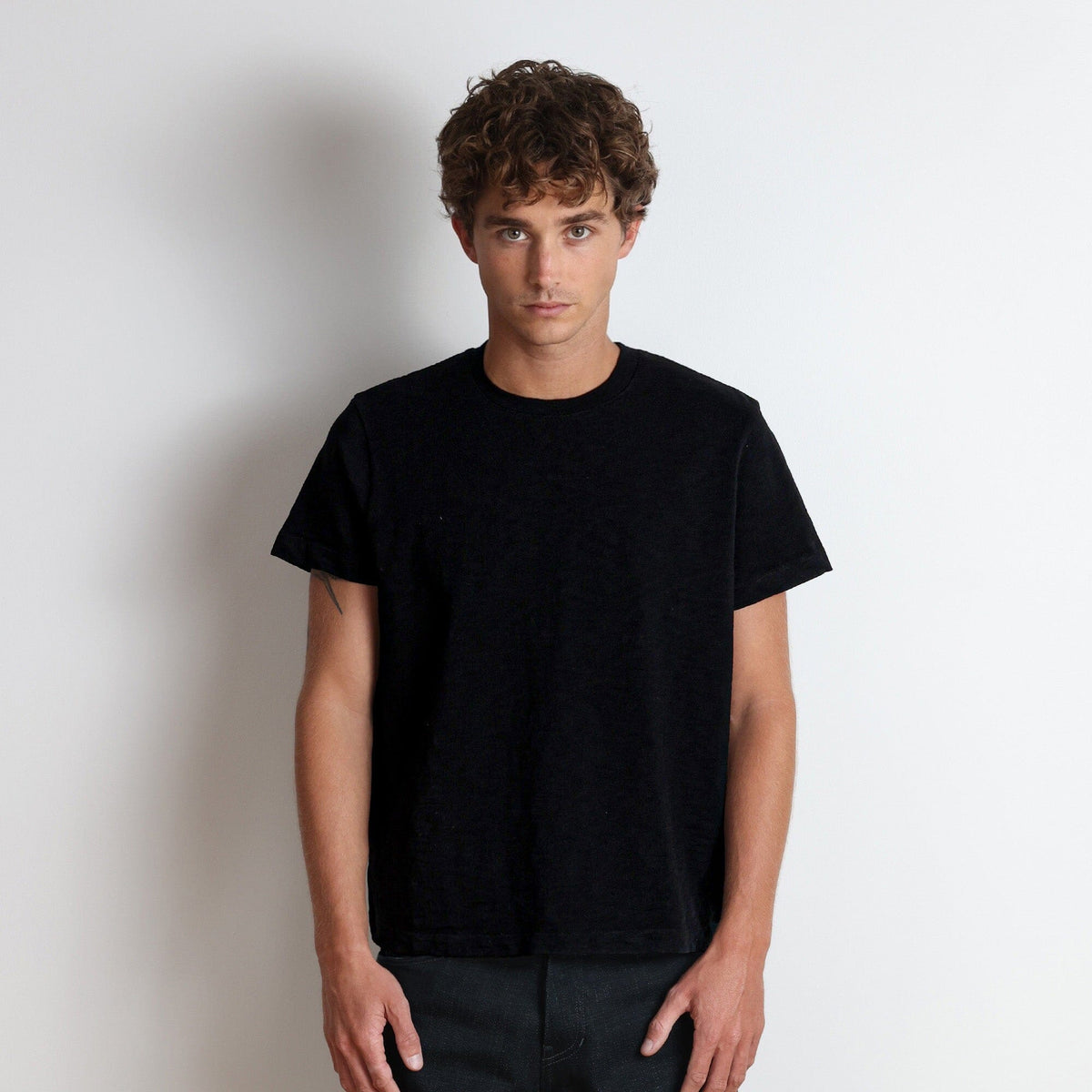 Silverlake Crop Tee III | Boxy, Relaxed Fit | Heavyweight Slub - Classic Black