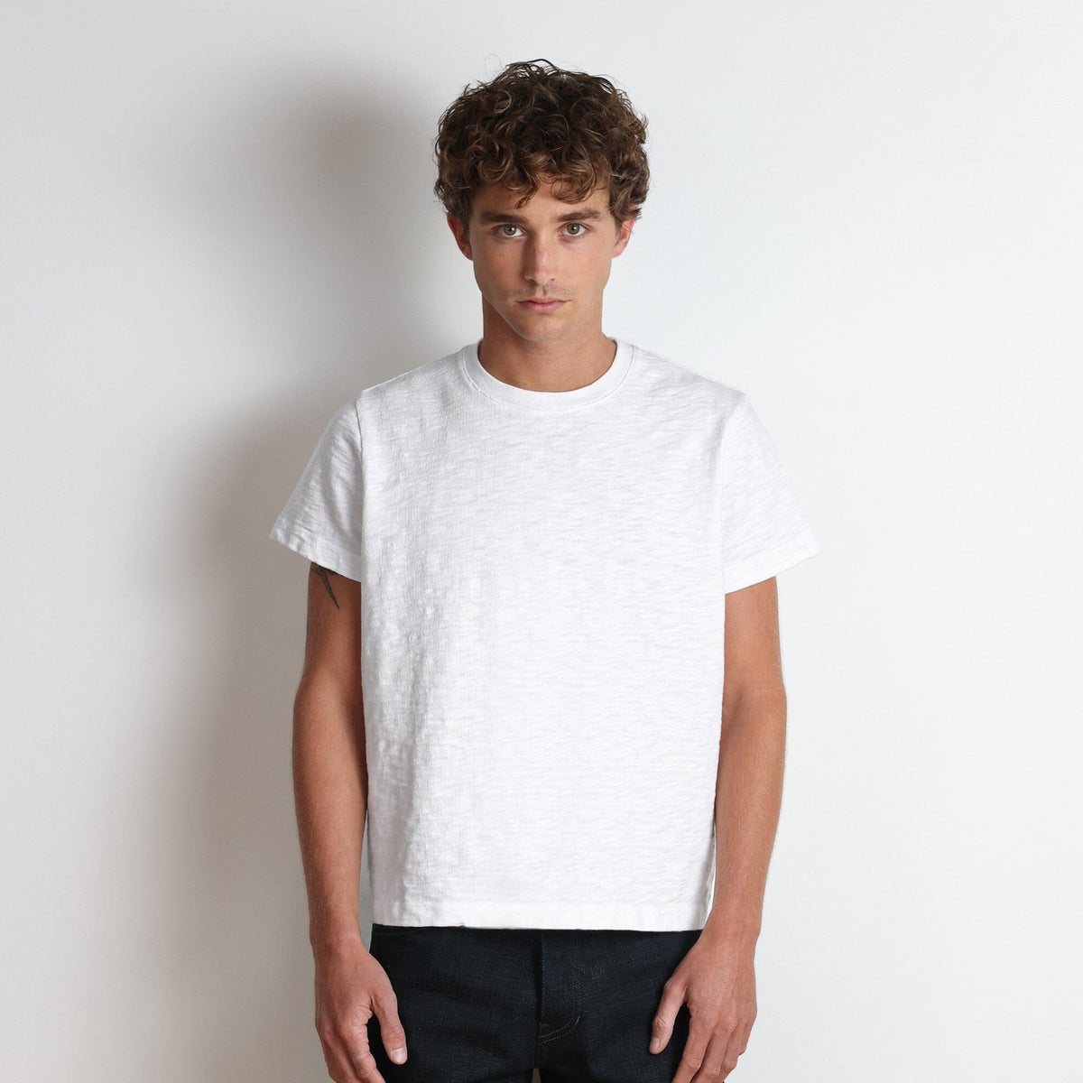 Silverlake Crop Tee III | Boxy, Relaxed Fit | Heavyweight Slub - Classic White