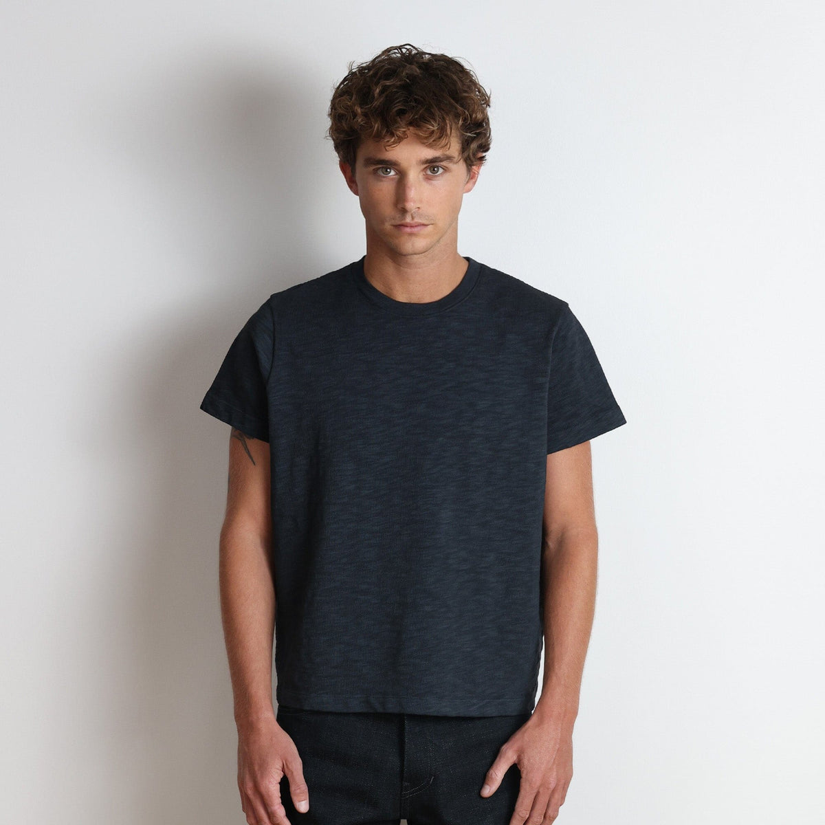 Silverlake Crop Tee III | Boxy, Relaxed Fit | Heavyweight Slub - Ash Black (Vintage)