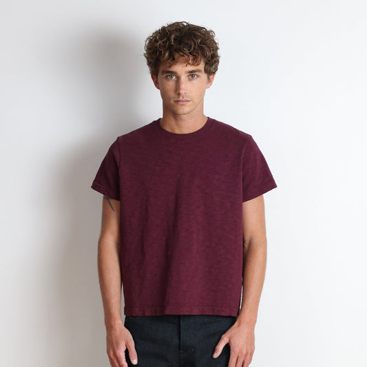 Silverlake Crop Tee III | Boxy, Relaxed Fit | Heavyweight Slub - Vintage Burgundy