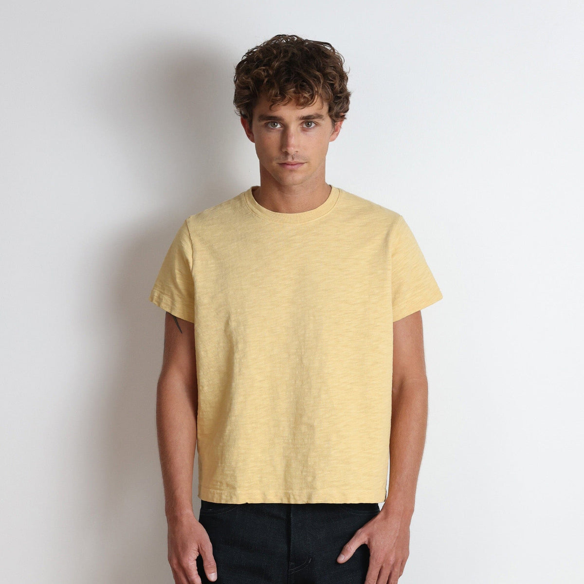 Silverlake Crop Tee III | Boxy, Relaxed Fit | Heavyweight Slub - Butter Yellow