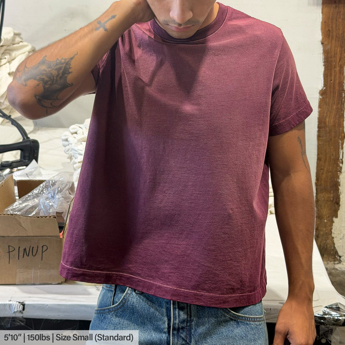 Silverlake Crop Tee III | Boxy, Relaxed Fit | Sun-Faded - Vintage Burgundy | Sun-Faded