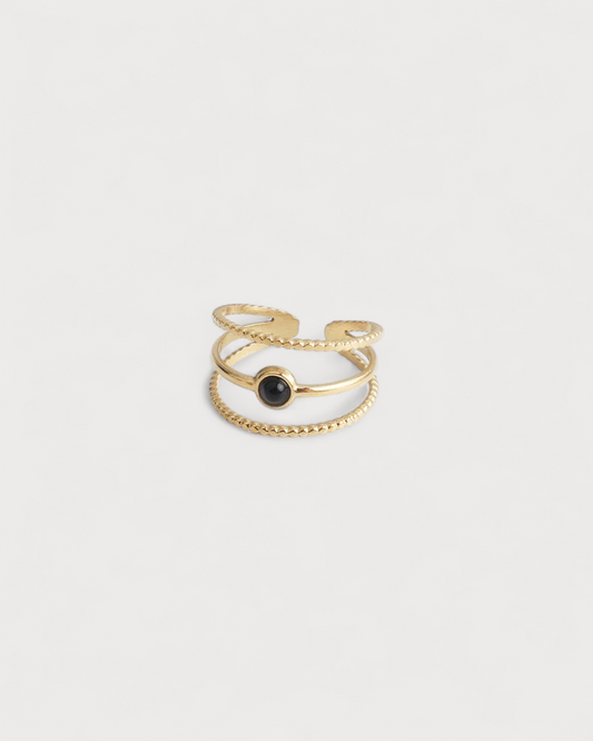 Aarya - Ring - Natural Stone - Stainless Steel - Adjustable