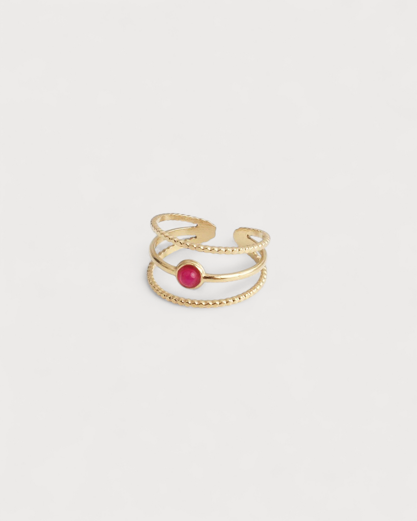 Aarya - Ring - Natural Stone - Stainless Steel - Adjustable