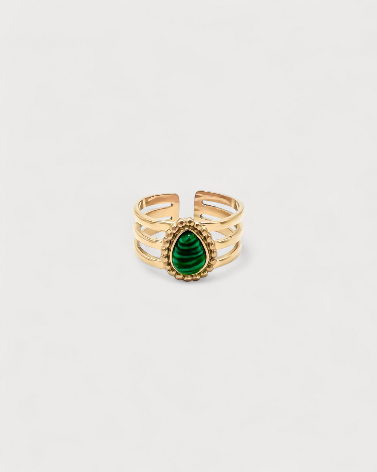 Menthe - Ring - Natural Stone - Stainless Steel - Adjustable