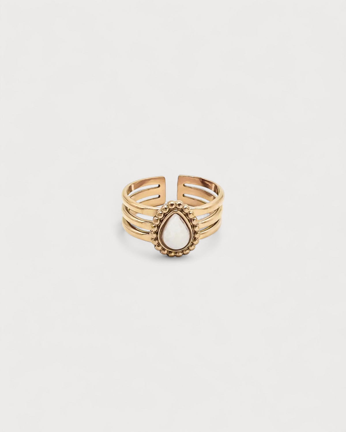 Menthe - Ring - Natural Stone - Stainless Steel - Adjustable