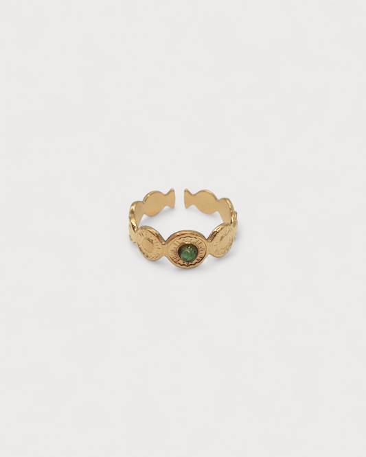 Mariana - Ring - Natural Stone - Stainless Steel - Adjustable