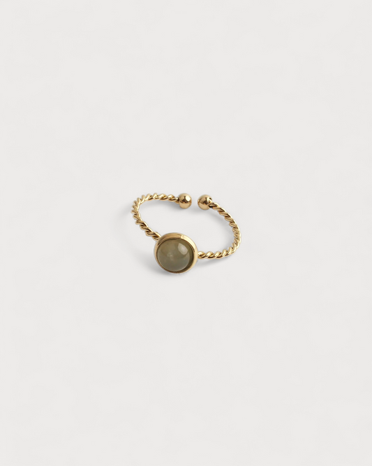 Alisa- Ring - Stainless Steel - Natural stone - Adjustable