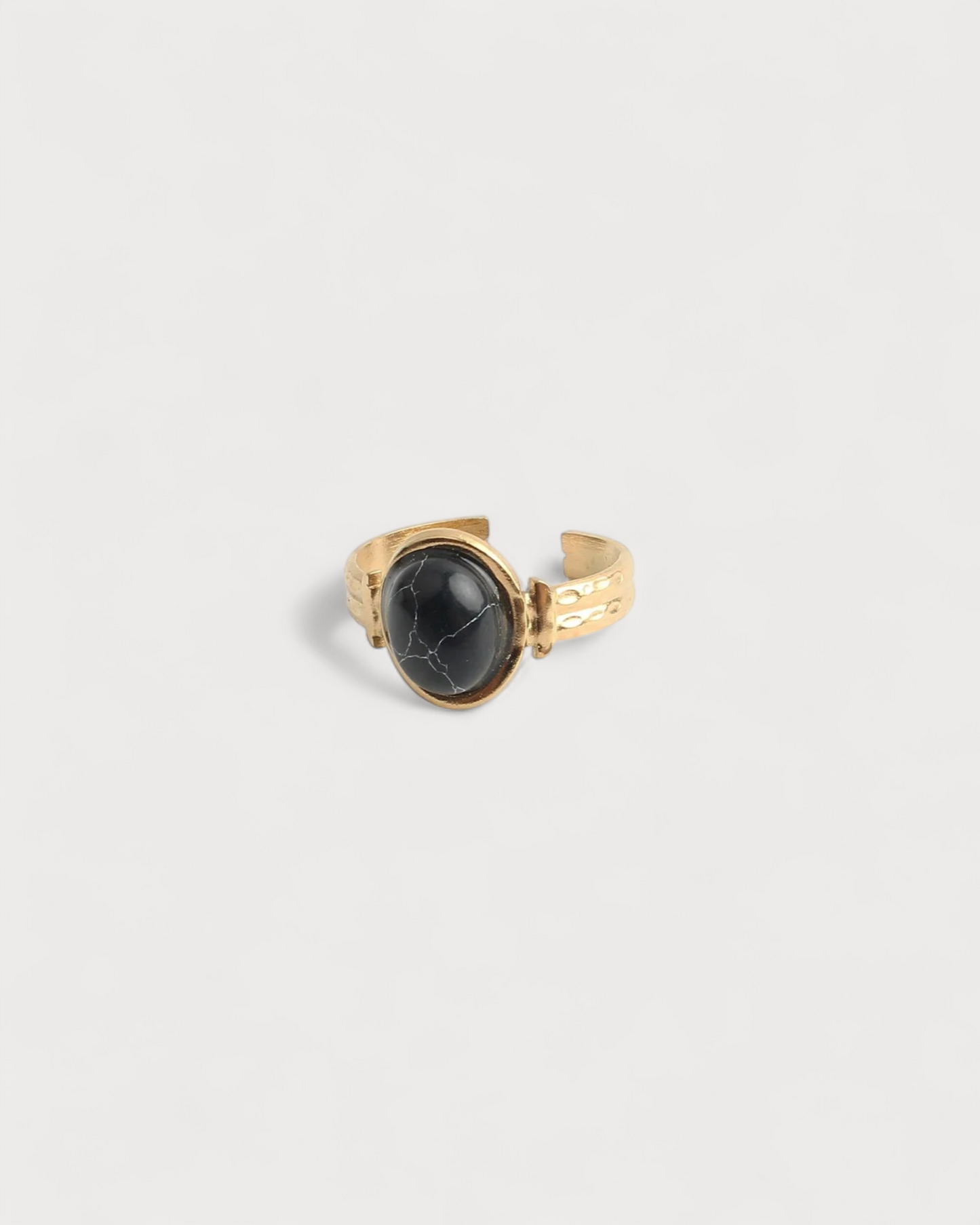 Megane - Ring - Natural Stone - Stainless Steel - Adjustable