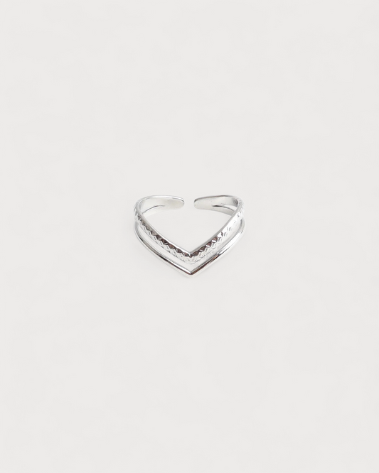Double Wave - Ring - Stainless Steel - Adjustable