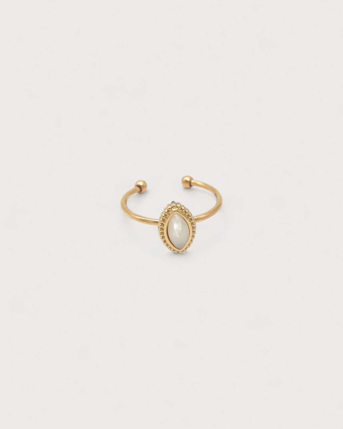 Lindy - Ring - Natural Stone - Stainless Steel - Adjustable