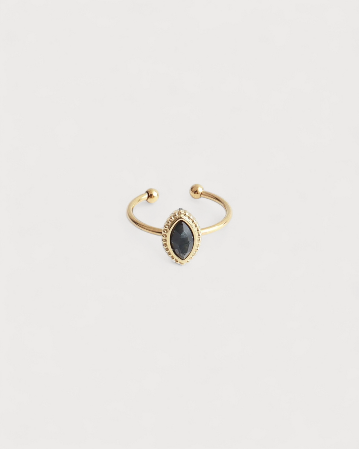 Lindy - Ring - Natural Stone - Stainless Steel - Adjustable