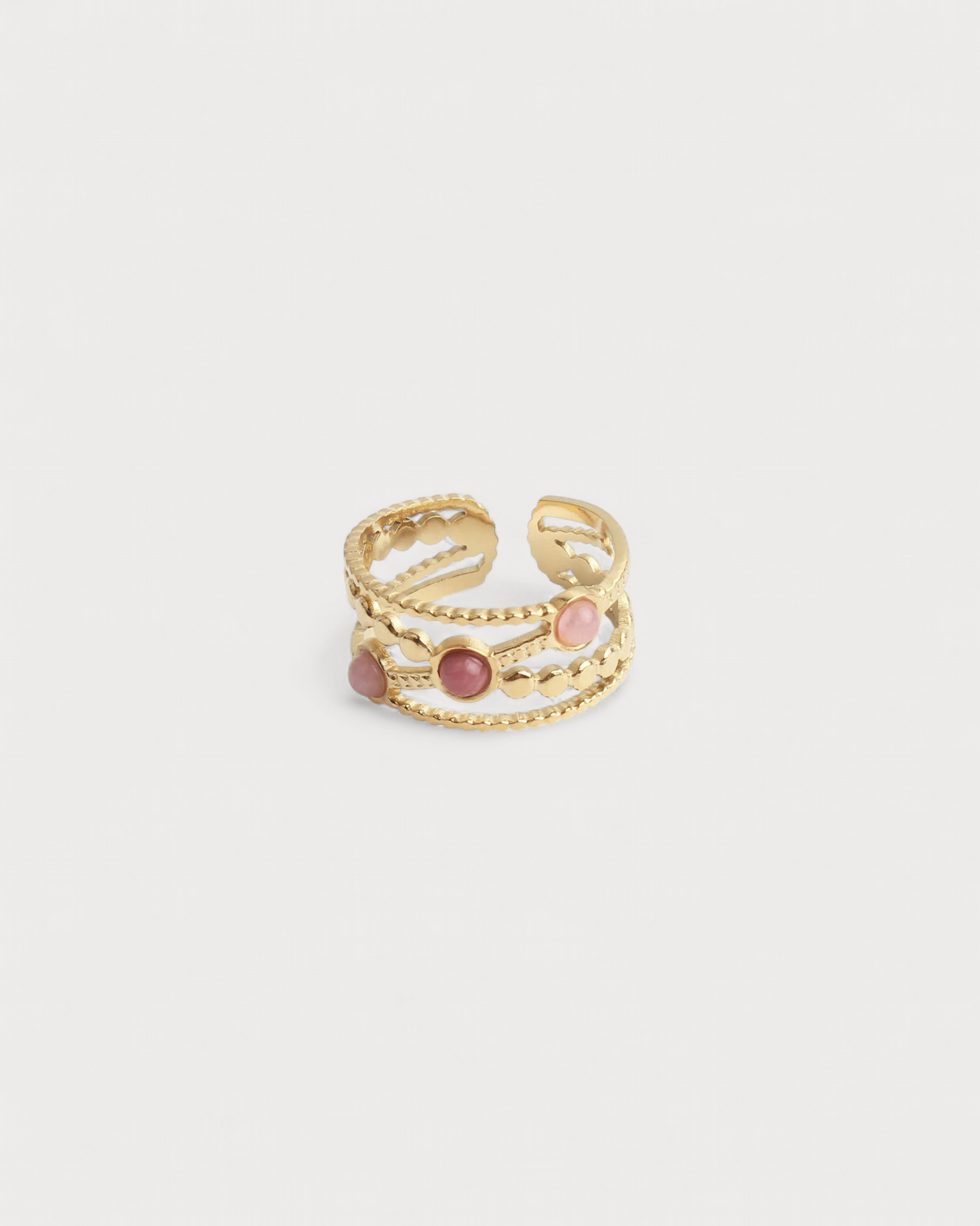 Noelle - Ring - Natural Stone - Stainless Steel - Adjustable