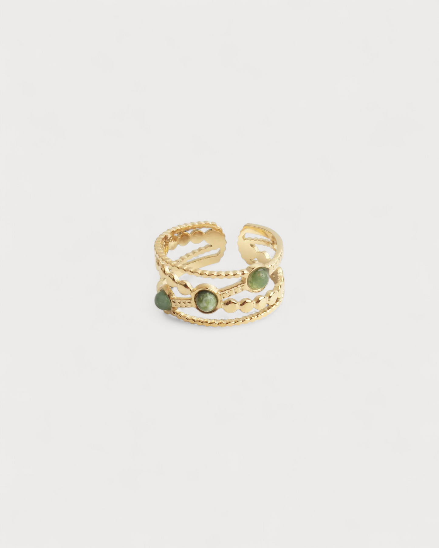 Noelle - Ring - Natural Stone - Stainless Steel - Adjustable