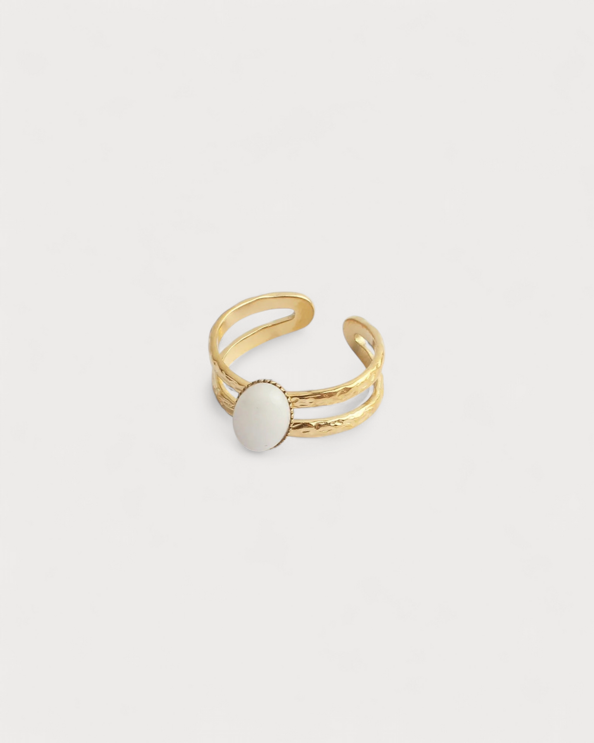 Suzi - Ring - Natural Stone - Stainless Steel - Adjustable