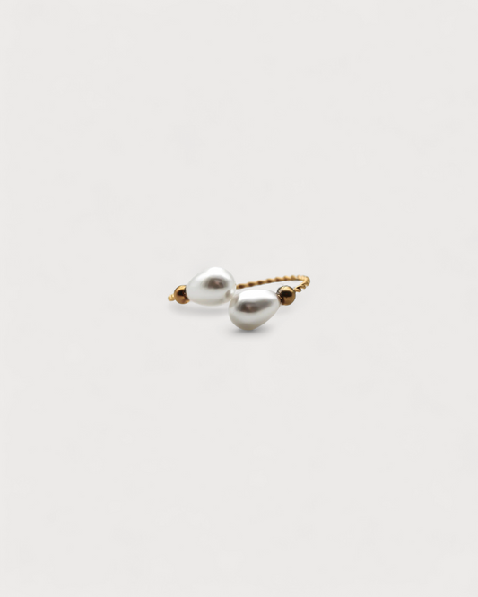 2 Pearls - Ring - Stainless Steel - Adjustable