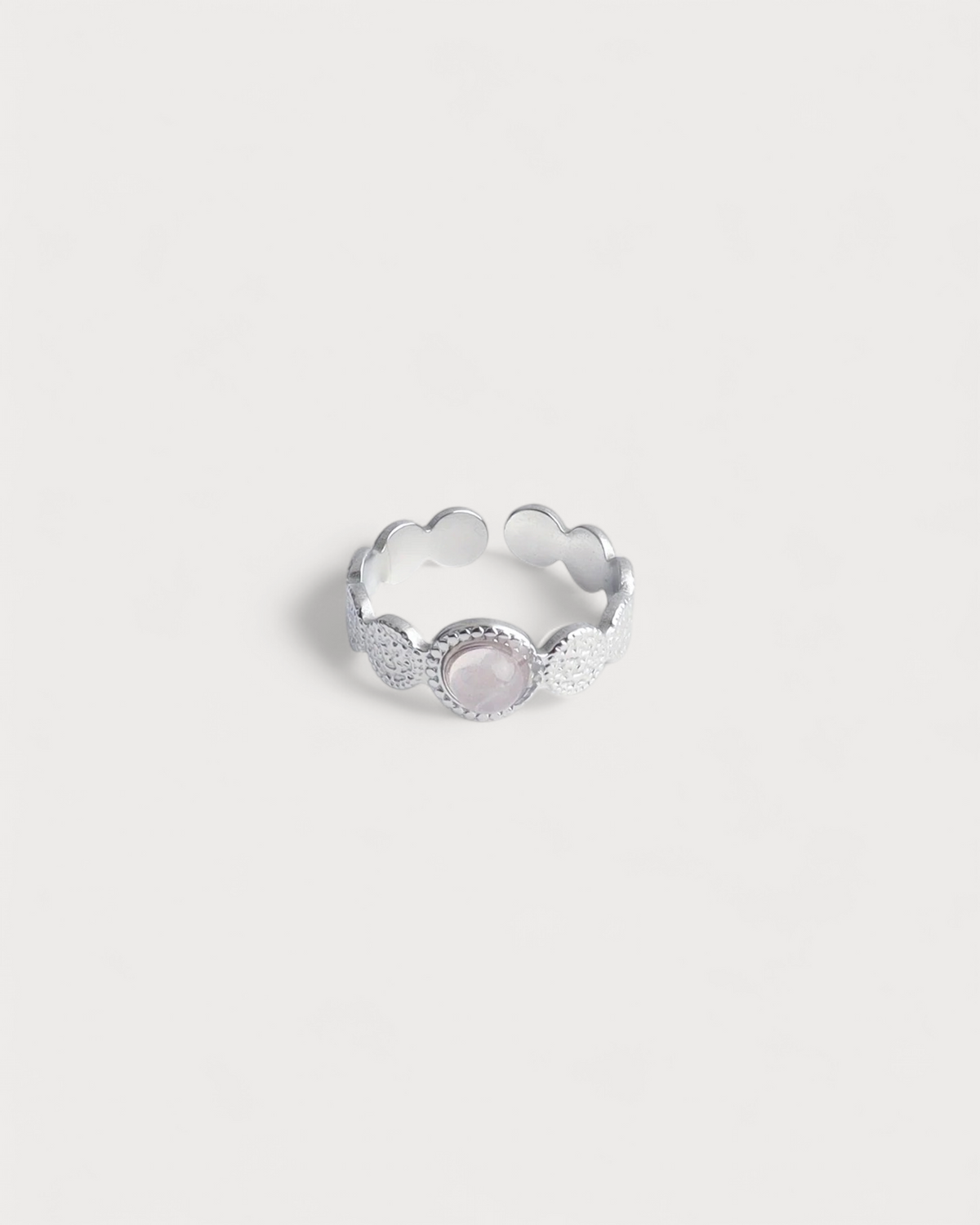 Noé - Ring - Natural Stone - Stainless Steel - Adjustable