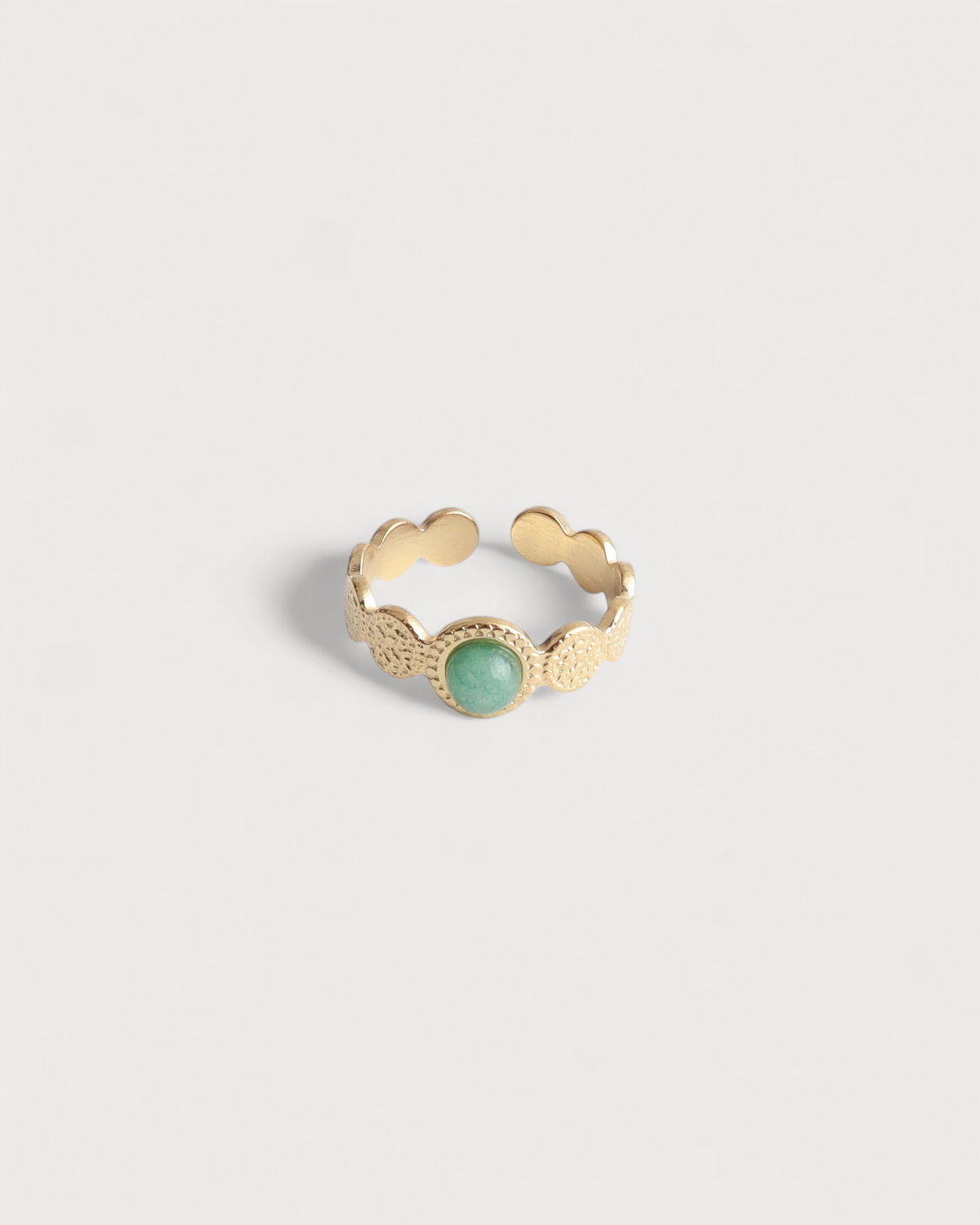 Noé - Ring - Natural Stone - Stainless Steel - Adjustable