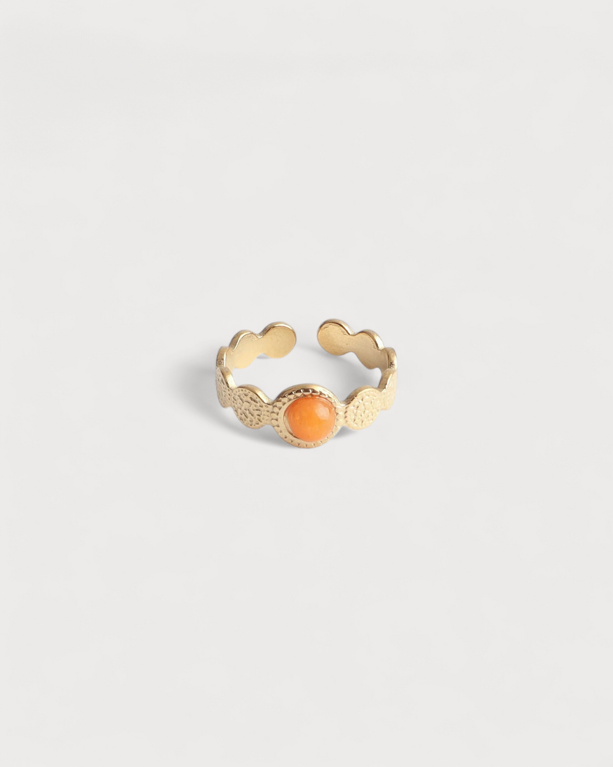 Noé - Ring - Natural Stone - Stainless Steel - Adjustable