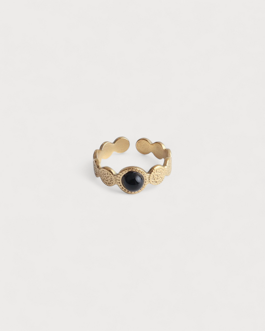 Noé - Ring - Natural Stone - Stainless Steel - Adjustable