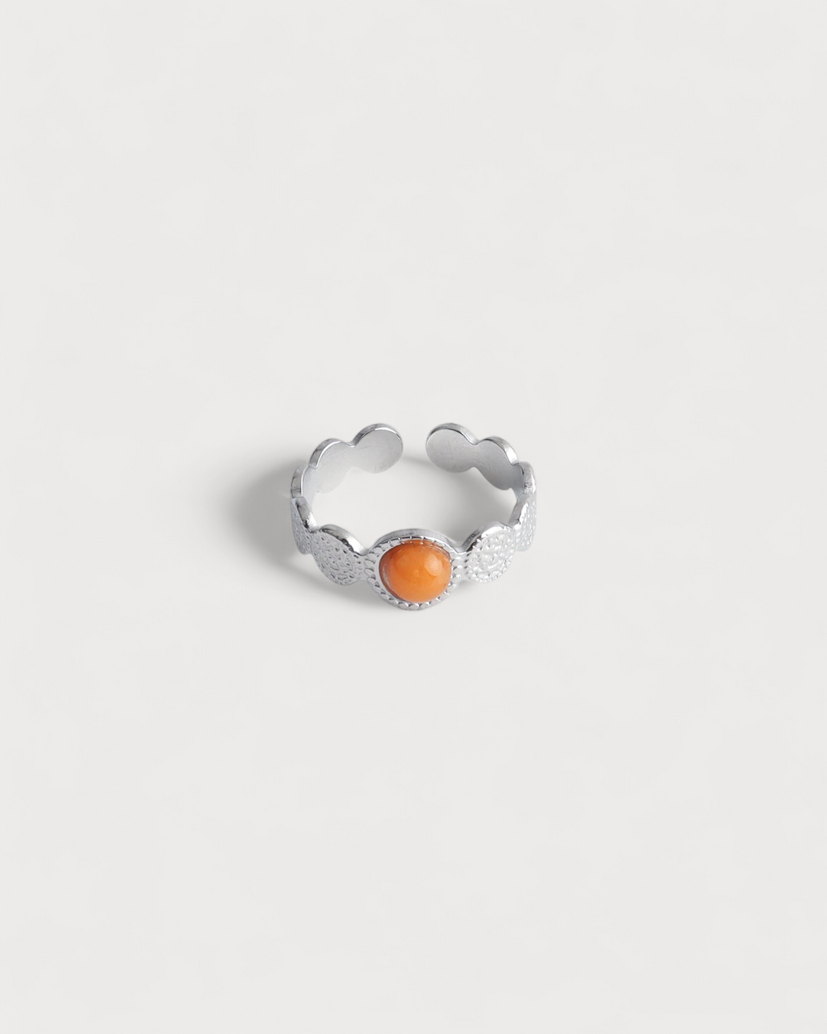 Noé - Ring - Natural Stone - Stainless Steel - Adjustable