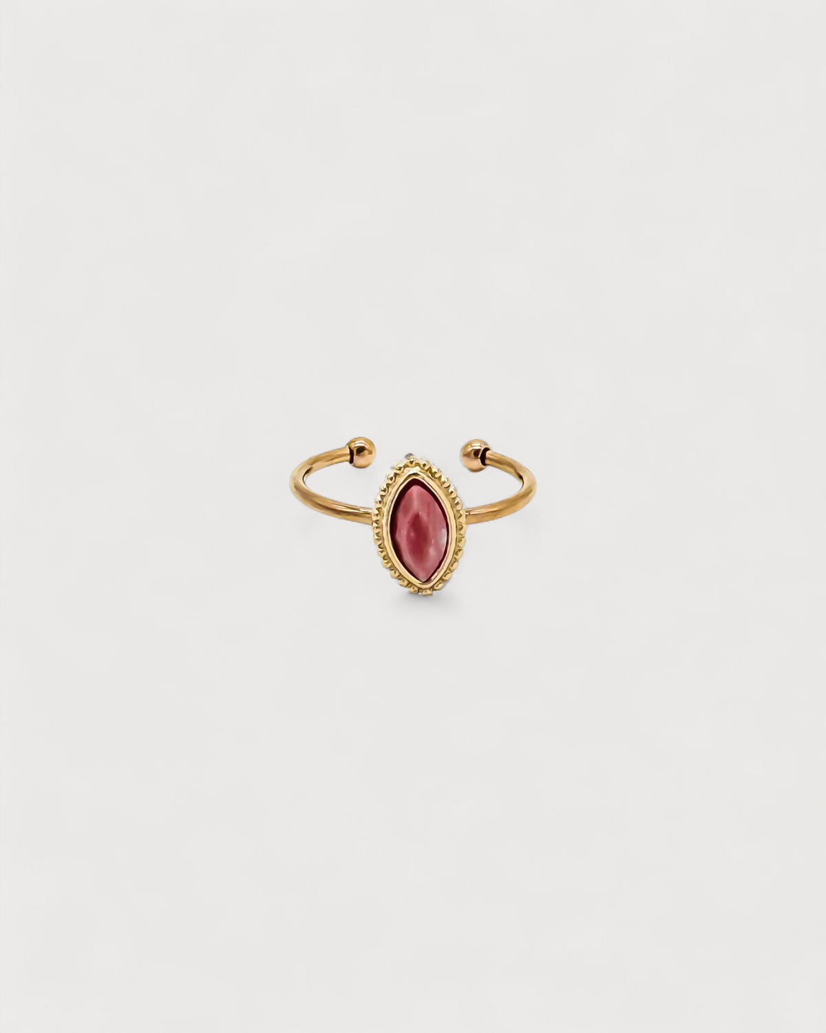 Lindy - Ring - Natural Stone - Stainless Steel - Adjustable