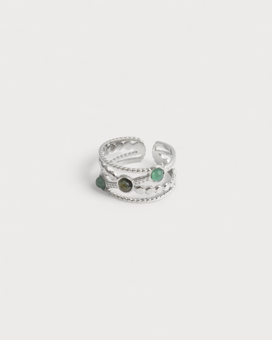 Noelle - Ring - Natural Stone - Stainless Steel - Adjustable