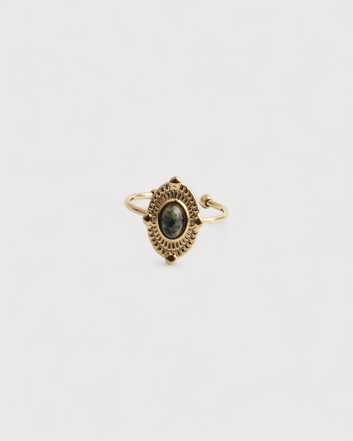Livia - Ring - Natural Stone - Stainless Steel - Adjustable