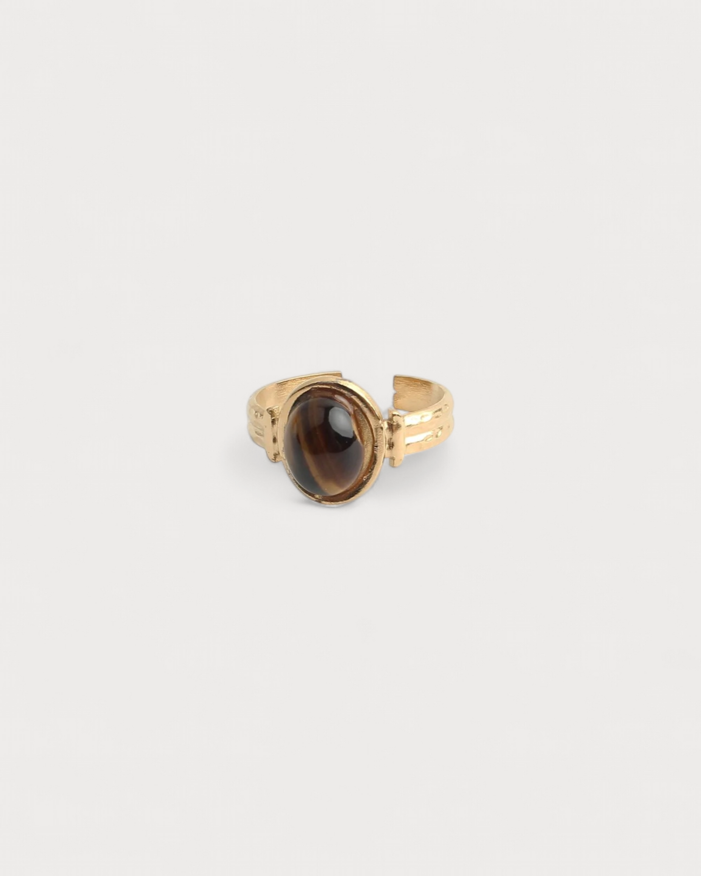 Megane - Ring - Natural Stone - Stainless Steel - Adjustable