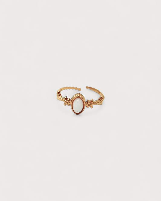 Lisa - Ring - Natural Stone - Stainless Steel - Adjustable