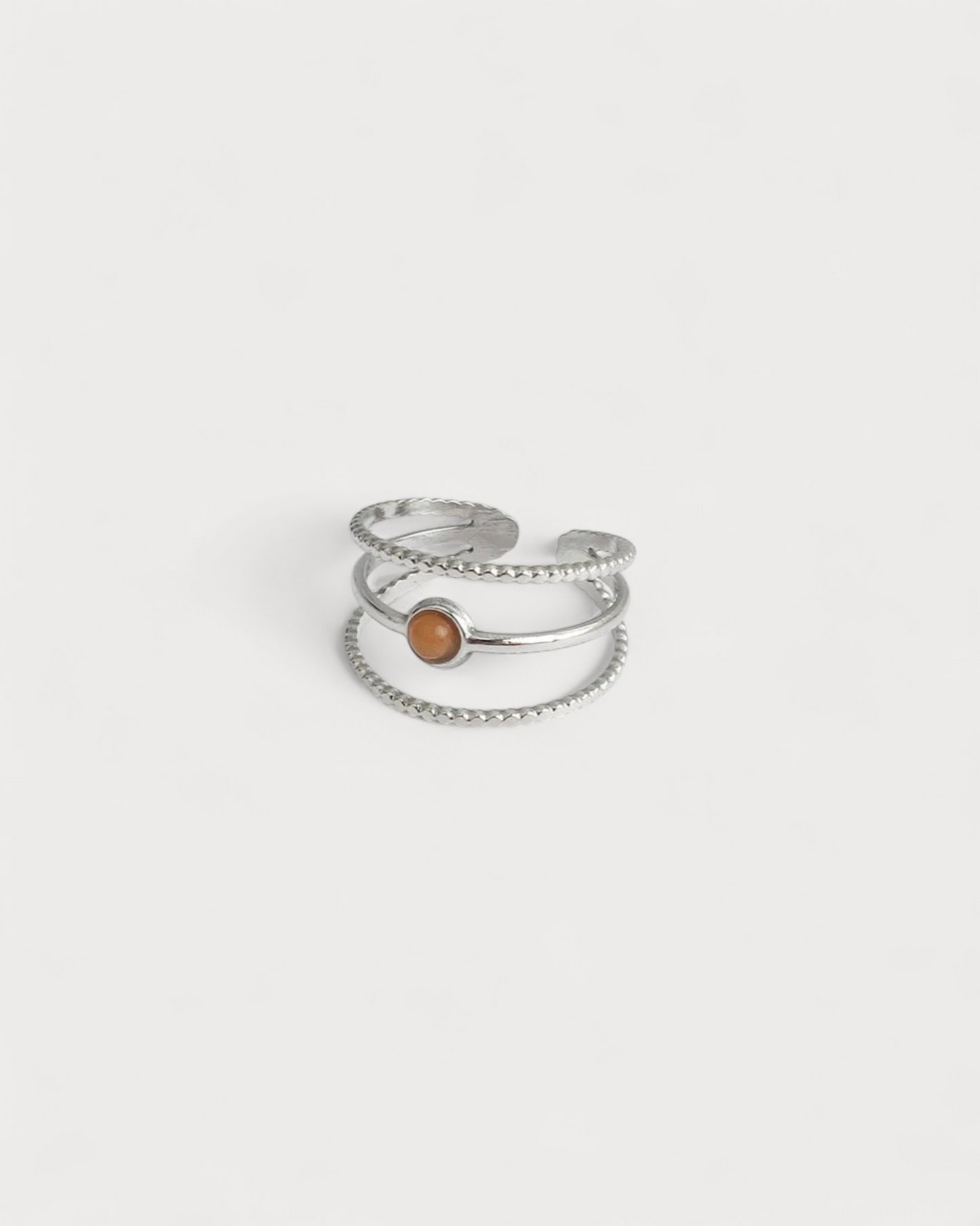 Aarya - Ring - Natural Stone - Stainless Steel - Adjustable