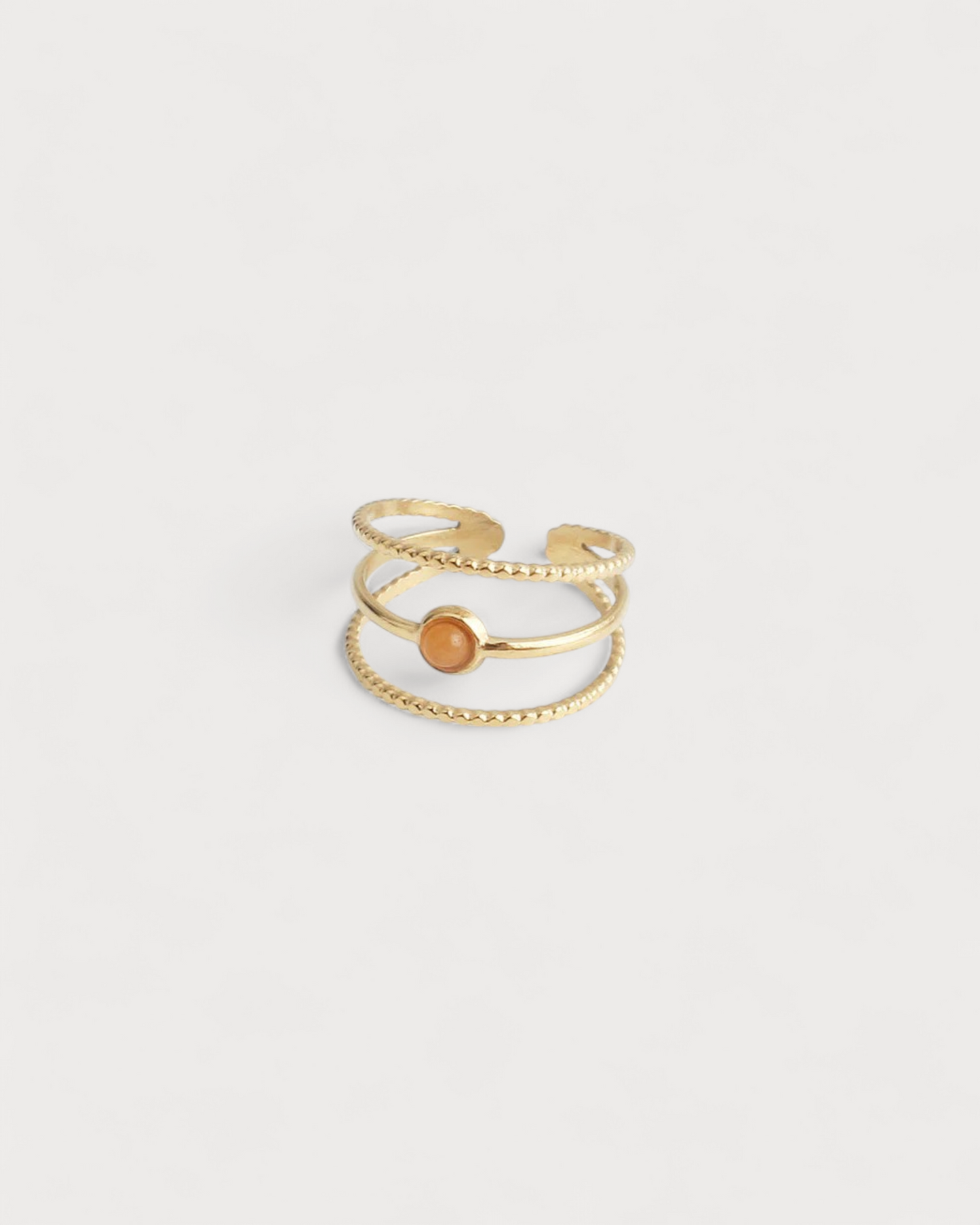 Aarya - Ring - Natural Stone - Stainless Steel - Adjustable