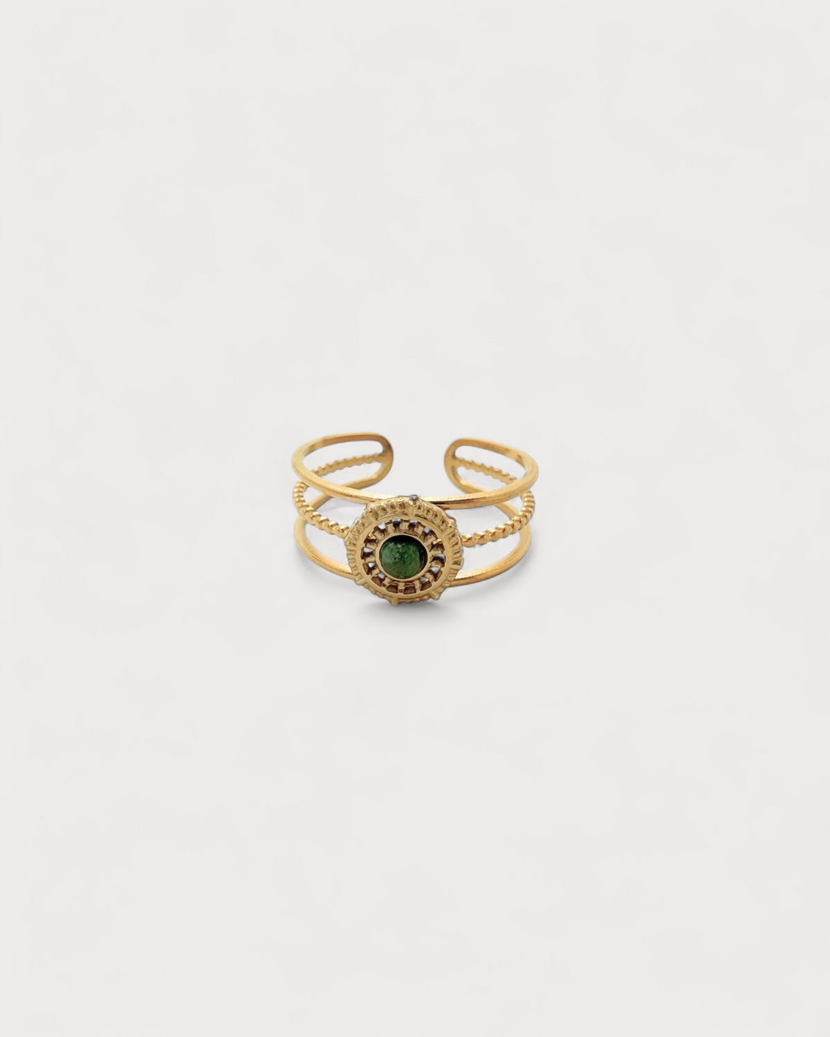 Francis - Ring - Natural Stone - Stainless Steel - Adjustable