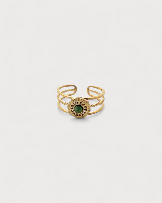 Francis - Ring - Natural Stone - Stainless Steel - Adjustable